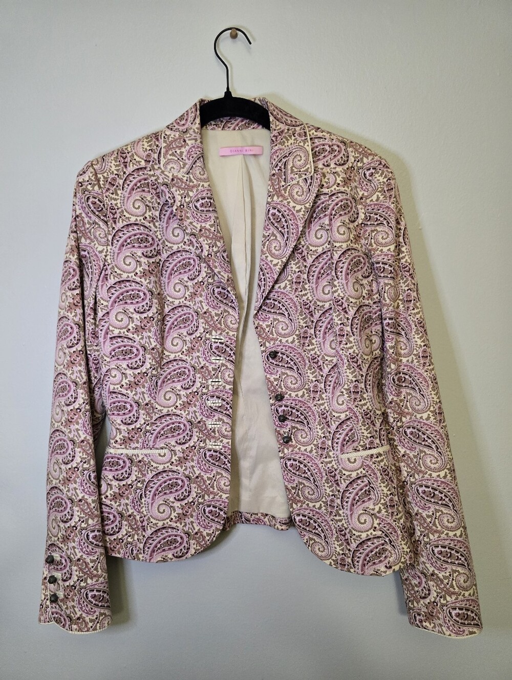 Gianni Bini Pink Paisley Blazer with Cream Accents
